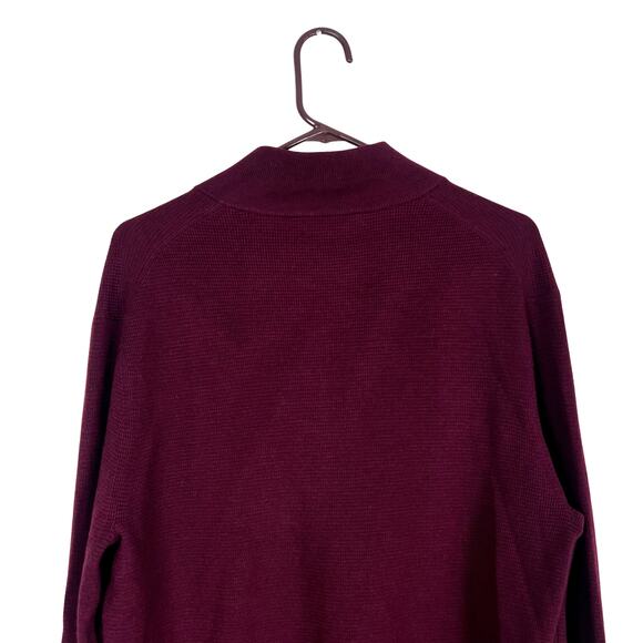 Banana Republic Merino Wool Quarter Zip Sweater Burgundy L Minimalist Old Money - Picture 7 of 8
